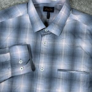 Good Man‎ Brand Shirt Men's Small Blue Plaid Long Sleeve Button Up